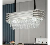 ZenithBeam Moderna Lampara ArañA De Cristal Cromo,80Cm Grande Lampara Techo Colgante K9 E14 Mesa Oval Lampara Colgante Para Dormitorio De Cocina De La Sala De Estar