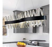 ZenithBeam Modernos LED Lampara ArañA De Cristal,100CM Negro Amparas De Techo Salon Colgantes,300K-6000K Regulable LáMparas Colgantes,Grande LáMpara Colgante De Techo Para Isla De Cocina Comedor Hall