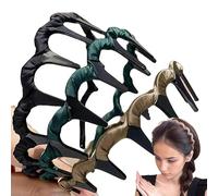 ZenithBurst 3 diademas retro de perlas de calavera alta, reversibles con puntas, diademas para el pelo para mujer