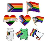 ZenithBurst Juego de 8 pines del orgullo, LGBTQ+ Rainbow Progress Flag Enamel Pin, LGBT Jewelry for Backpack, Lanyards, and Accessories