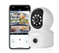 ZenithMark Cámara giratoria de doble lente multiángulo, comunicación bidireccional Bluetooth, WiFi, conexión de red, tres modos de visión nocturna: negro, blanco y a todo color