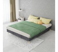 Zenithpath Marco de cama moderno minimalista, 140 x 200 cm, gris, tela de terciopelo holandés, base de perfil bajo, estructura de dormitorio de estilo moderno. Excludes Gas Lift, Headboard and