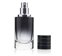 Zénitude Glassworks Botella de perfume de vidrio de 100 ml, botella cilíndrica vacía con atomizador de niebla fina (negro)