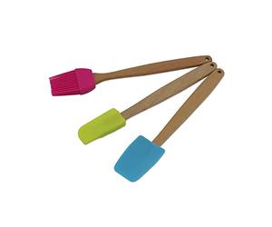 Zenker 30939 Set de 3 Mini espátulas de repostería, Silicona, Rosa, Azul, Verde, 20 x 3 x 4 cm