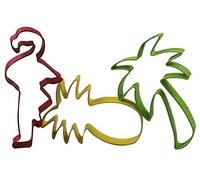 Zenker 44853 Juego de 3 cortadores de Galletas (piña, Palma, Flamenco), Acero aleado, Amarillo