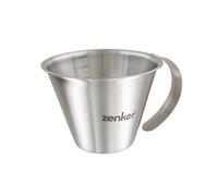 Zenker 44991 - Vaso dosificador graduado, 250 ml, vidrio graduado para líquidos, vidrio medidor, acero inoxidable, plata, 12,5 x 10 x 7 cm