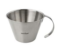 Zenker 44993 - Vaso dosificador de 1 litro, vidrio graduado, vidrio medidor, vidrio graduado, acero inoxidable, plata, 20 x 15 x 10 cm