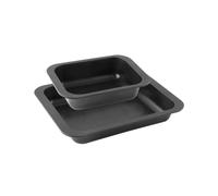 Zenker 9914950 - Juego de 2 platos rectangulares antiadherentes para horno, plato para horno, plano de lasaña, plano rectangular, acero, negro, 33 x 25 cm y 24 x 17,5 cm