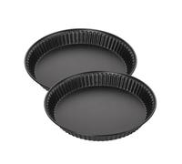 Zenker 9915150 - Molde para tarta (2 unidades, 28 x 4 cm, molde para quiche, acero, 2 unidades), color negro