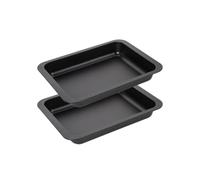 Zenker 9915750 - Juego de 2 platos para hornear lasaña casera, plato rectángulo, plano para lasaña, gratinado, acero, negro, 36 x 27 x 5 cm