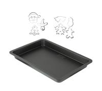 Zenker 9940250 - Bandeja para hornear rectangular y 7 cortadores de galletas navideñas, placa de horno y piezas de acero inoxidable, placa para galletas, acero, 42 x 29 cm