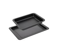 Zenker 9941650 - Juego de 2 platos rectangulares para horno, plato para hornear, plato para horno, vitrocerámica, vitrocerámica, placa de horno, acero, 42 x 29 x 2,5 cm