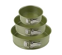 Zenker 9980950 - Juego de 3 moldes para fallar (3 unidades, molde para colgar, molde con bisagras, molde redondo verde ecológico antiadherente, ILAG, cera de carnauba, diámetros 20 cm + 24 cm + 26 cm)