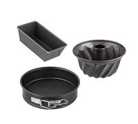 Zenker 9991850 - Juego de 3 moldes para hornear (15 x 5,5 x 8,5 cm, 18 cm, 16 cm, 3 unidades), color negro