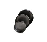 Zenker 9991950 - Juego de 3 moldes para pasteles, mini moldes, redondos, molde para charnitas, molde para tartas, moldes layer cake, Cake design, acero inoxidable, negro, 12 cm, 16 cm, 18 cm