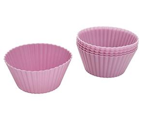 Zenker cápsulas, 6 Unidades, Molde para Magdalenas Horno, Silicona, Rosa y Crema, 7cm