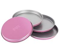 Zenker Creative Studio Moldes Mini Tarta de 4 pisos en acero con revestimiento antiadherente Ilag. Rosa y gris. 18x2cm. 4 uds.