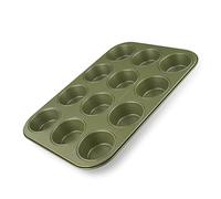 Zenker Green Vision Molde Magdalenas, Molde para Cupcakes y Muffins con Recubrimiento Antiadherente ILAG con Cera de Carnauba Natural, Capacidad para 12 Magdalenas Caseras, 38,5x26,5 cm, 1 ud.