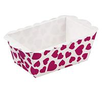 Zenker Mini Moldes de cartón blanco estampado con corazones rojos 16x12cm. 8uds.