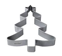 Zenker Molde de galletas XL para Navidad, diseño de árbol de Navidad, para deliciosas galletas de abeto y dulces, 2 en 1, marco de acero inoxidable, color plateado