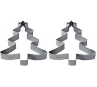 Zenker Molde de galletas XL para Navidad, diseño de árbol de Navidad, para deliciosas galletas de abeto y dulces, 2 en 1, marco de acero inoxidable, color plateado (Paquete de 2)