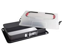 Zenker Molde Desmontable Rectangular Deluxe con Tapa, Bandeja con Fondo Esmaltado y Protección Antigoteo, Acero con Revestimiento Antiadherente ILAG , Negro, 42 x 29 x 7 cm