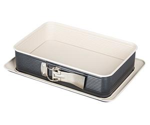 Zenker Molde Rectangular para Tartas con Revestimiento Antiadherente Reforzado con cerámica (Color: Crema/Antracita), cantidad: 1 Pieza, 28 x 17 x 7 cm
