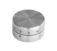 Zenker Reloj Temporizador Magnético de Cocina, Mecanismo Manual, Escala de 60 Minutos, apto para Estudiar, Color Plateado y Negro Acero Inoxidable, 6x6x3,5 cm, 1ud