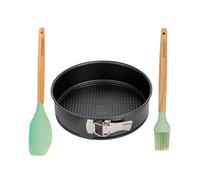 Zenker Set de Repostería, incluye Molde Desmontable 1 Fondo Black Metallic 24 cm, Espátula de Silicona con Mango de Madera, Pincel de Silicona con Mango de Madera