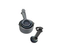 Zenker Set de Tazas y Cucharas Medidoras, 10 piezas, Apilables y Aptas para Lavavajillas, Medición Exacta de Ingredientes Secos y Líquidos, Verde, Gris y Azul, Polipropileno libe de PFA