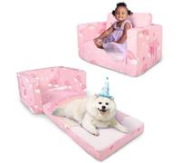 ZenKitch Sofá para niños: sofá 2 en 1 a tumbona, sofá plegable, cómodo sillón cama para bebés (unicornio rosa)
