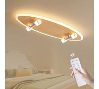 zenlavia Lámpara de Techo Infantil LED con Diseño de Monopatín, Regulable con Mando, 24W 2700lm, 3000-6500K, Luz Nocturna, Temporizador, para Habitación de Niños y Niñas