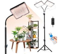 zenlavia Lámpara LED de espectro completo para plantas con soporte ajustable de 42 a 145 cm, doble cabezal con 492 LED, temporizador y 10 niveles de brillo. para bonsáis y plantas de interior