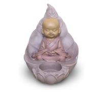 Zen Light Bouddha CH02 Zen'Light-Portavelas Buda para Velas (13 cm), diseño Zen y Feng Shui, Resina, Rosa
