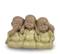 Zen'Light - Emblema de 3 bonzes para bebé, diseño con Texto en alemán Nada sehen - Nichts Sagen - Nada Sagen Sagen - Conjunto simbólico para un Ambiente Tranquilo y Sereno - Decoración Zen - H 9 cm -
