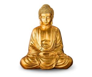 Zen'Light - Estatua de Buda de meditación de Oro, diseño Zen y Feng Shui Que aporta un Ambiente calmante y Relajante a tu Interior, Estatua de la Suerte de Color Dorado, 20 cm de Altura
