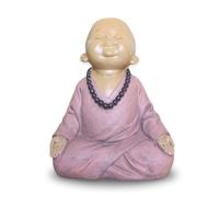 Zen Light SB2 Bouddha Zen'Light-Figura Decorativa Feng Shui para Crear un Ambiente Relajante, Amuleto - Altura: 14 cm - Color: Beige y Rosa Vieja, Resina, Meditación del bebé
