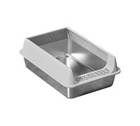 Zenlir Stainless Steel Half Enclosed Cats Litter Box Open Designs with Smell Control Antislip Base For Large Weight Cats Stainless Steel Toilet
