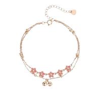 Zenlir Tobillera minimalista con diseño de flores y campanas sutiles, cadena de cobre flexible, accesorio de tobillo para mujer, joyería de pie resistente al deslustre, tobillera de cobre