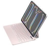 ZENLU Funda para iPad Pro 11 M4 2024 con teclado rosa, teclado de estilo mágico, trackpad multitáctil, soporte voladizo flotante, funda de teclado retroiluminado inteligente para iPad Pro de 5ª