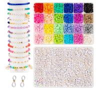 zenmag Kit de fabricación de pulseras de cuentas de arcilla de 24 colores, 800 cuentas de letras doradas (A-Z) para hacer pulseras, regalos