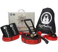 ZenMonkey Slackline Kit con línea de Entrenamiento Superior, Entrenador de Brazos, Protectores de árboles, Bolsa de Transporte de Tela e Instrucciones, 60 pies, fácil instalación para la Familia,