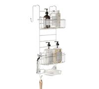 Zenna Home Organizador de Puerta de Ducha Resistente al óxido, Acero Inoxidable, Metalizado, Caddy, 2-Shelf, Over The Door