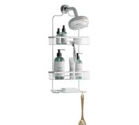 Zenna Home Rustproof Aluminum Shower Caddy, Satin Chrome NeverRust-Organizador de Ducha a Prueba de óxido, 2 estantes y Bandeja de jabón, Aluminio, Satén Cromado, 2-Shelf