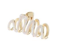 Zenner Pinza de pelo de mármol/oro Off-White - Clip de garra en zigzag con forma curva y diseño decorativo - Fuerte agarre para cabello grueso o fino - Elegante para uso diario o festivo