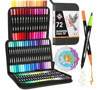 ZENO 72 Set-C Rotuladores Doble Punta con Estuche - Brush Pen con Punta Fina y Punta Pincel para Mandalas, Dibujos, Lettering y Libros para Colorear - Rotuladores Profesionales para Artistas y Adultos