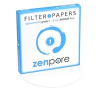zenpore Papel de filtro cualitativo premium de 15 cm, grado cualitativo estándar 1 con retención de partículas de 150 micras, velocidad de filtración media, paquete de 100
