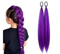ZENQARI 2 Piezas Peluca para mujer Niños, 26 Pulgadas Pelucas Largas Cosplay, Color Púrpura, Fibra Sintética Termorresistente de Alta Calidad, Suave y Natural como Cabello Real, para Coser, Niños
