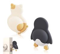 ZENQARI 2 Topes para Puertas Suelo Pegatinas 3D, Silicón Gato Pingüino Pompis, 6x8 cm Multicolor, Goma Reutilizable para Hogar Oficina Escuela, Decoración Divertida
