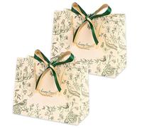 ZENQARI 2 Unidades Bolsa Regalo, Bolsa de Regalo con Cinta de Doble Color y Diseño de Mariposa, Bolsas de Regalo para Fiesta de Cumpleaños, Navidad, Aniversario, 25x20x12 cm, Verde Oscuro